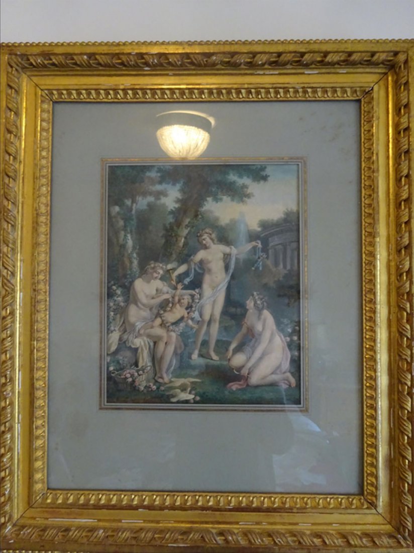 Tableaux modernes: ANONYME (Actif XIXe-XXe sicle) Les trois grces Aquarelle gouache 30 x 23 cm