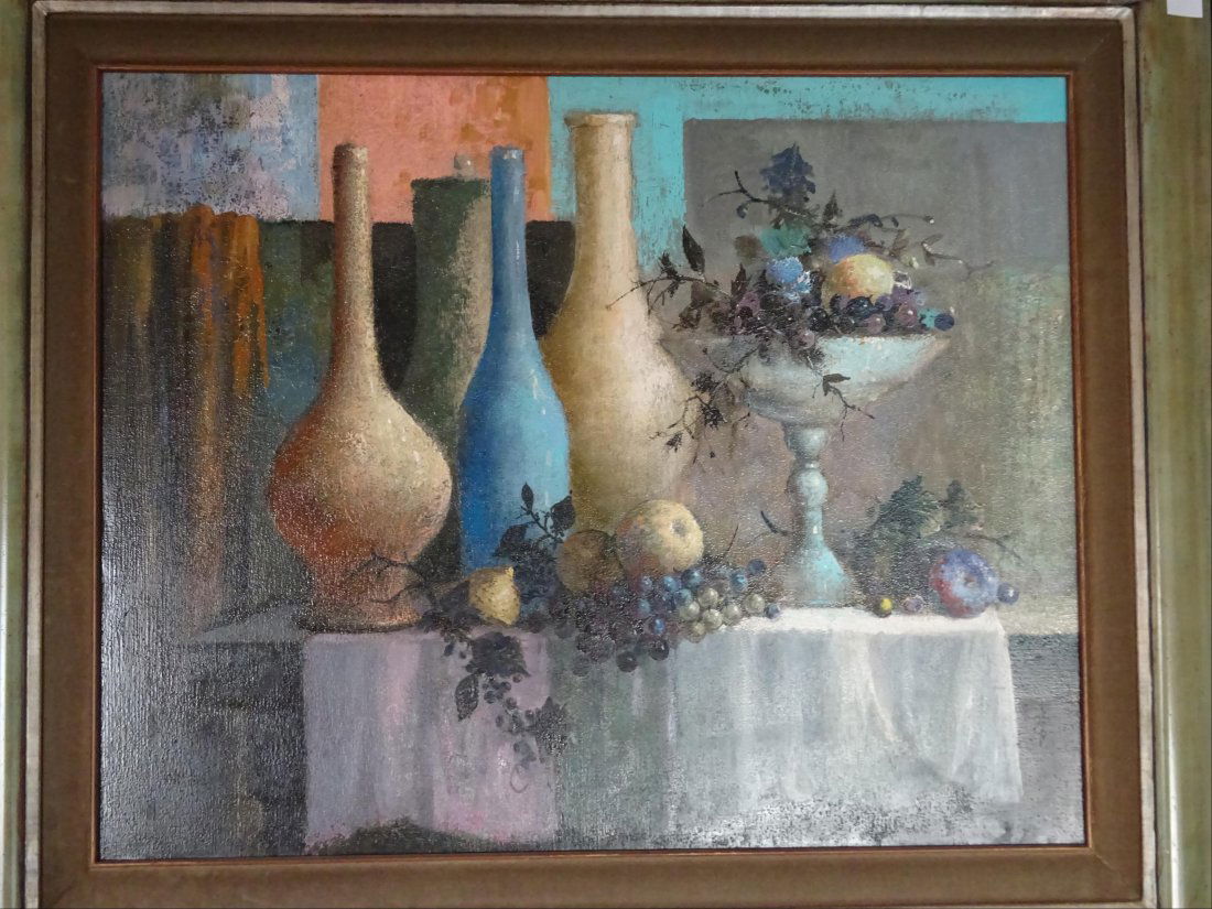 Tableaux modernes: Guy CAMBIER (c.1923-?) Nature morte au pichet Huile sur toile Signe en bas droite 65 x 81 cm