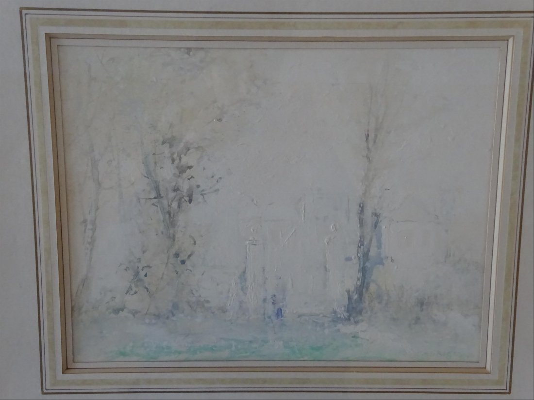 Tableaux modernes: Guy CAMBIER (c.1923-?) Maison en campagne Aquarelle et gouache sur papier Signe en bas droite 24 x 32 cm ( vue)