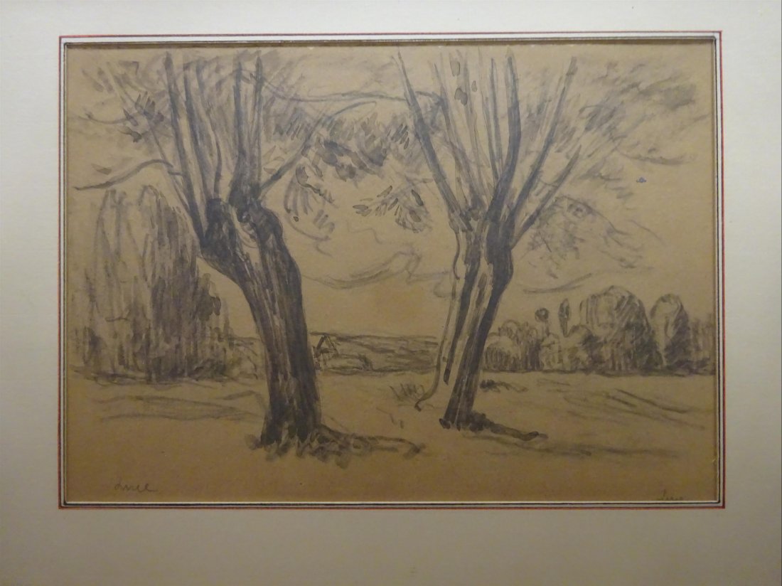 Maximilien LUCE (1858-1941): Maximilien LUCE (1858-1941) Les deux arbresLavis et mine de plomb sur papierSigné en bas à gauche19 x 26,5 cm