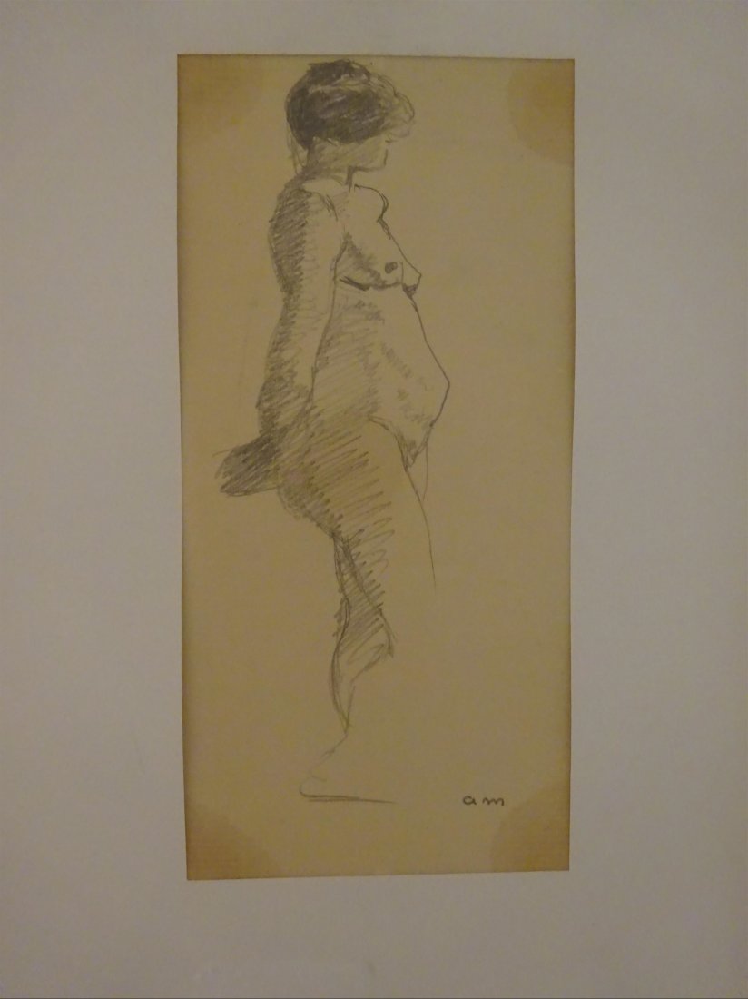 Albert MARQUET (1875-1947): Albert MARQUET (1875-1947)Nu de profilMine de plombMonogrammée en bas à droite17 x 8 cm(tâches de colle ? aux quatre coins)