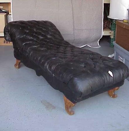 169 Antique Black Leather Fainting Couch Lounger Nr Jan 21