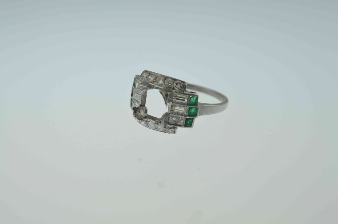 Antique Platinum Diamond, Emerald Setting Item 77 Match (1 of 3)