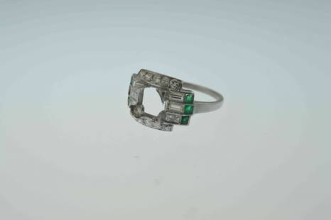 Antique Platinum Diamond, Emerald Setting Item 77 Match: Antique Platinum Diamond and Emerald Setting Missing One Emerald The 1.23 Diamond Item #77 Was Originally Set In This Setting. 4.6 Grams