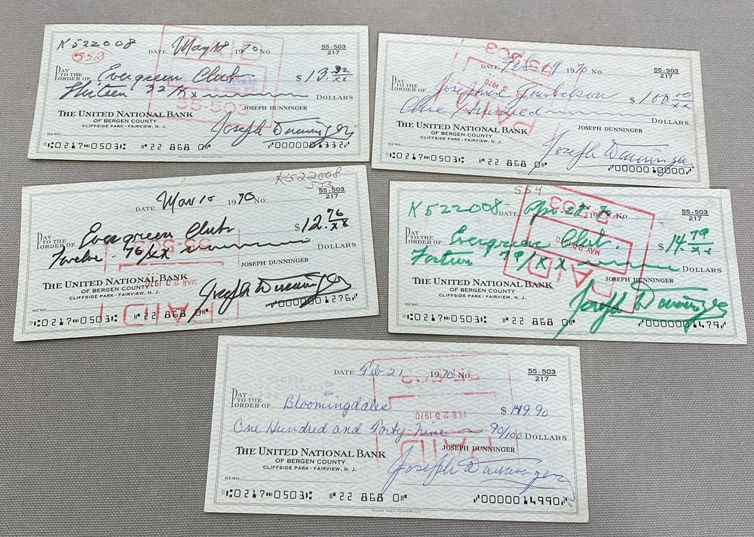 (5) Joseph Dunninger signed cancelled checks (1 of 6)