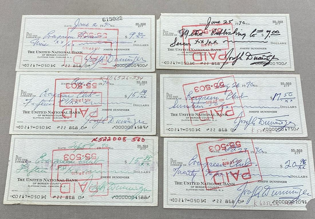(6) Joseph Dunninger signed cancelled checks (1 of 7)