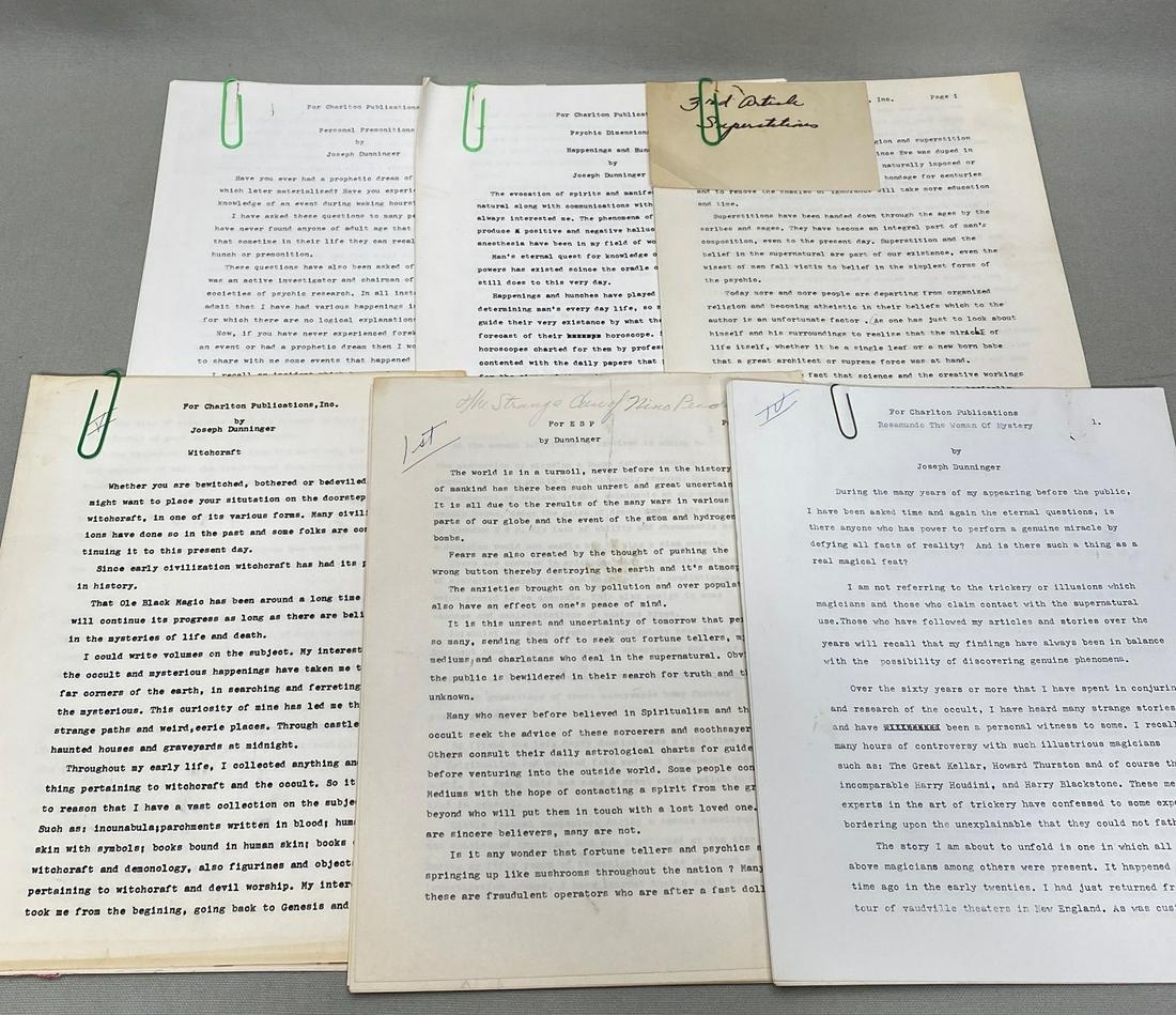 (6) Joseph Dunninger typed working drafts (1 of 7)