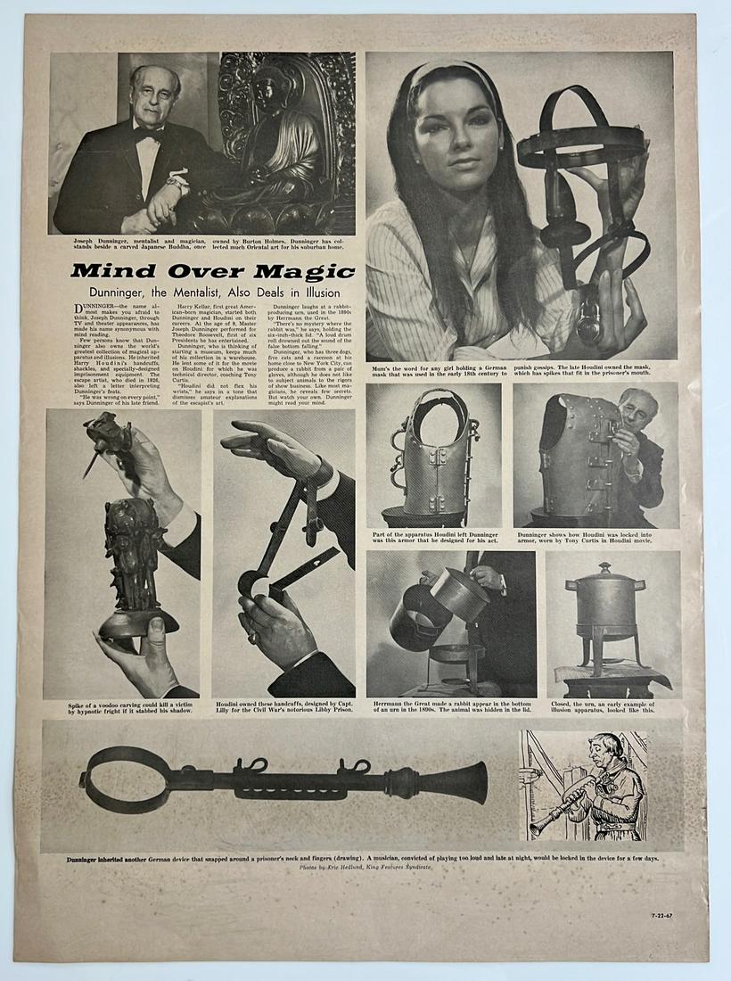 Joseph Dunninger 1967 poster with Houdini artifacts (1 of 6)