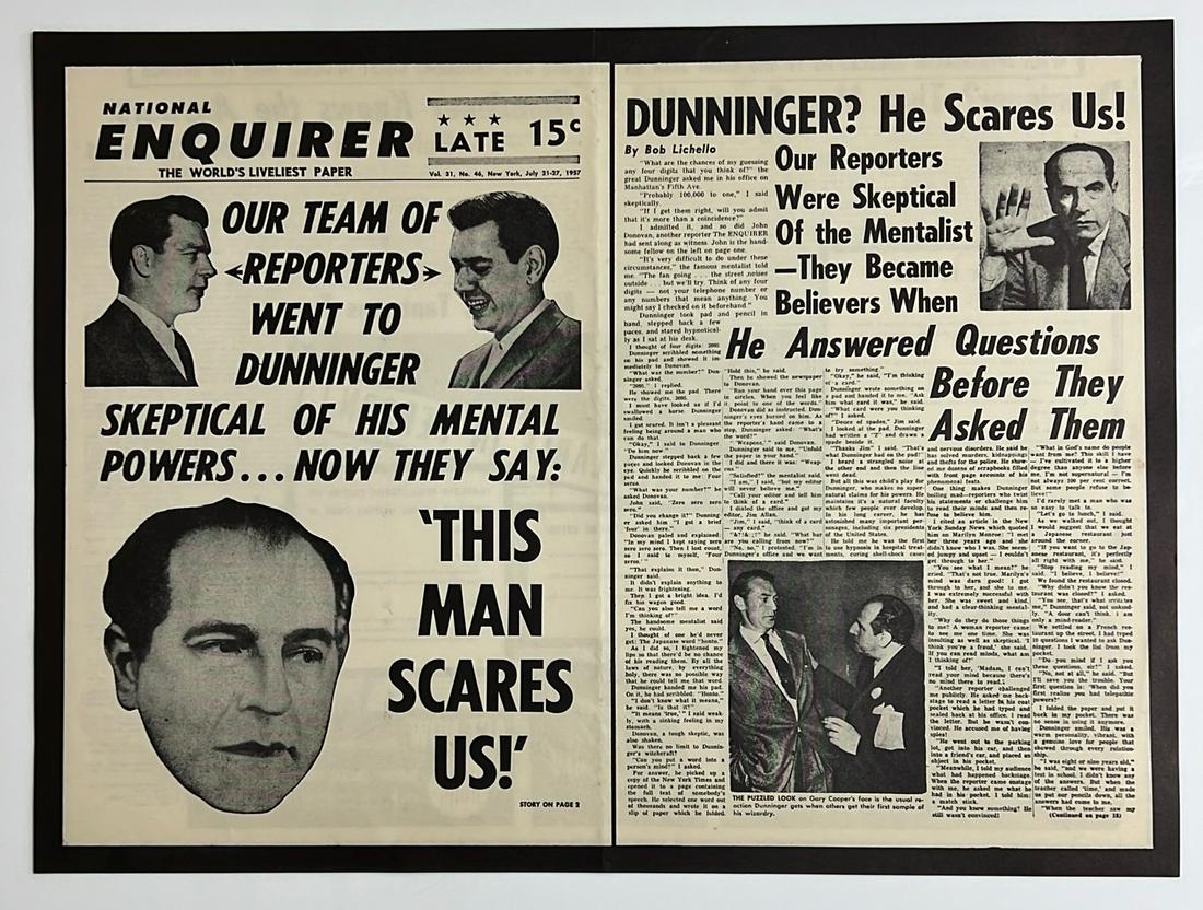 National Enquirer Joseph Dunninger 1957 proof sheet (1 of 6)