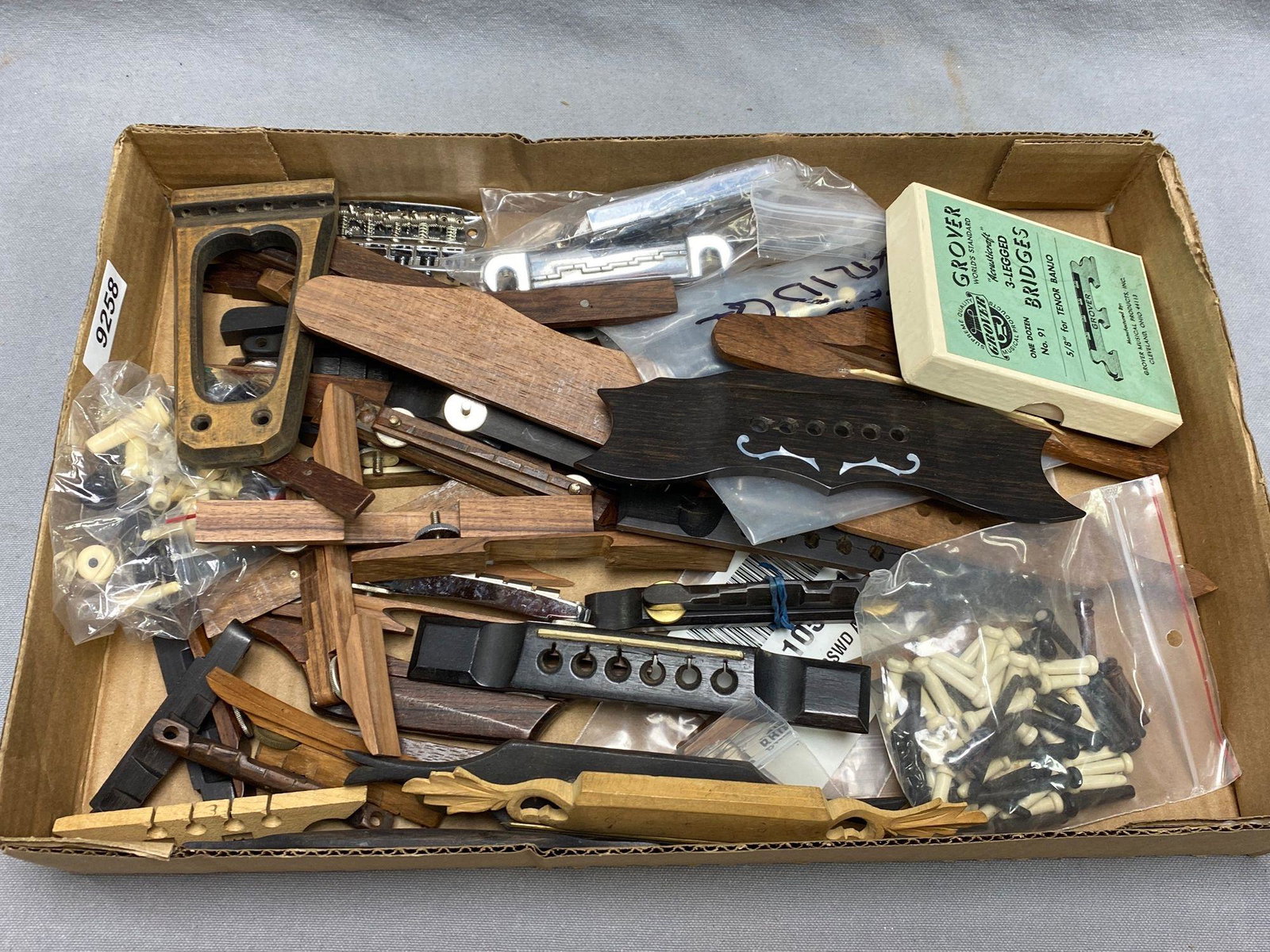 Lot hardwood acoustic guitar bridges, pins etc (1 of 5)