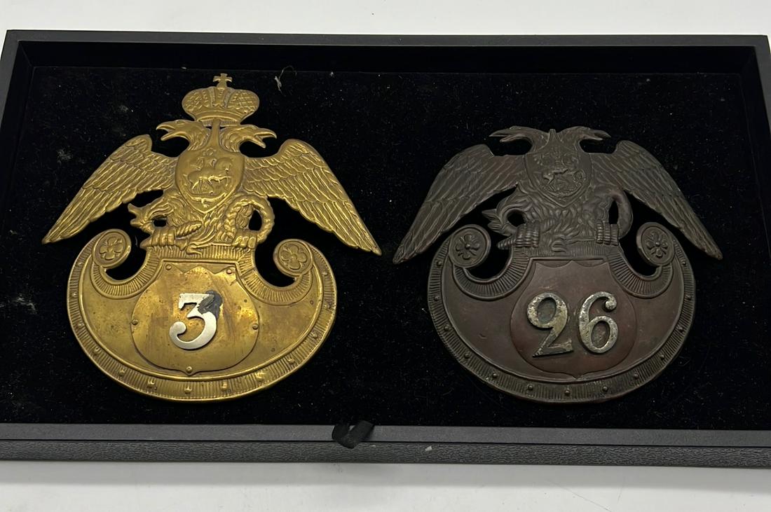 (2) Lg Crimean War Russian Shako Hat Badge Eagle Insignia (1 of 3)