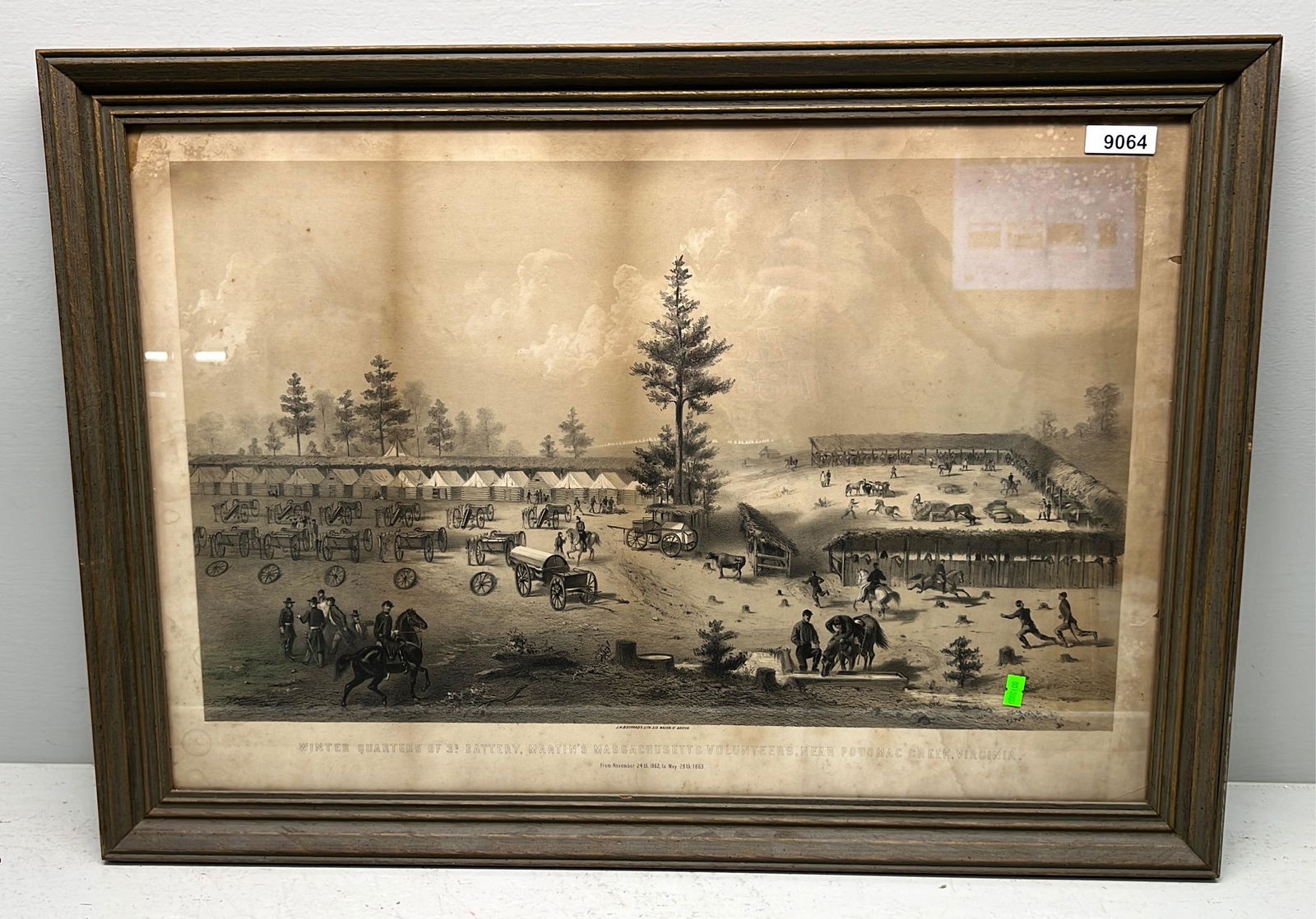 Lg. Antique Civil War Winter Quarters Potomac VA Litho Print (1 of 6)