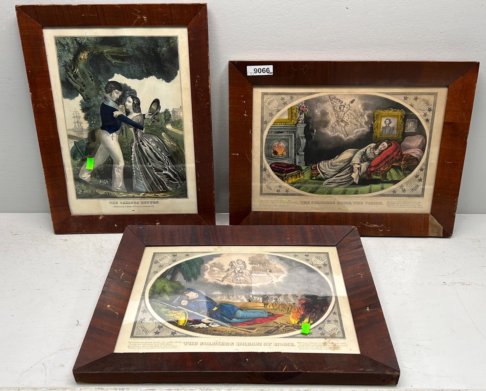 (3) Vintage Soldiers Dream of Home Framed Currier & Ives Prints (1 of 4)