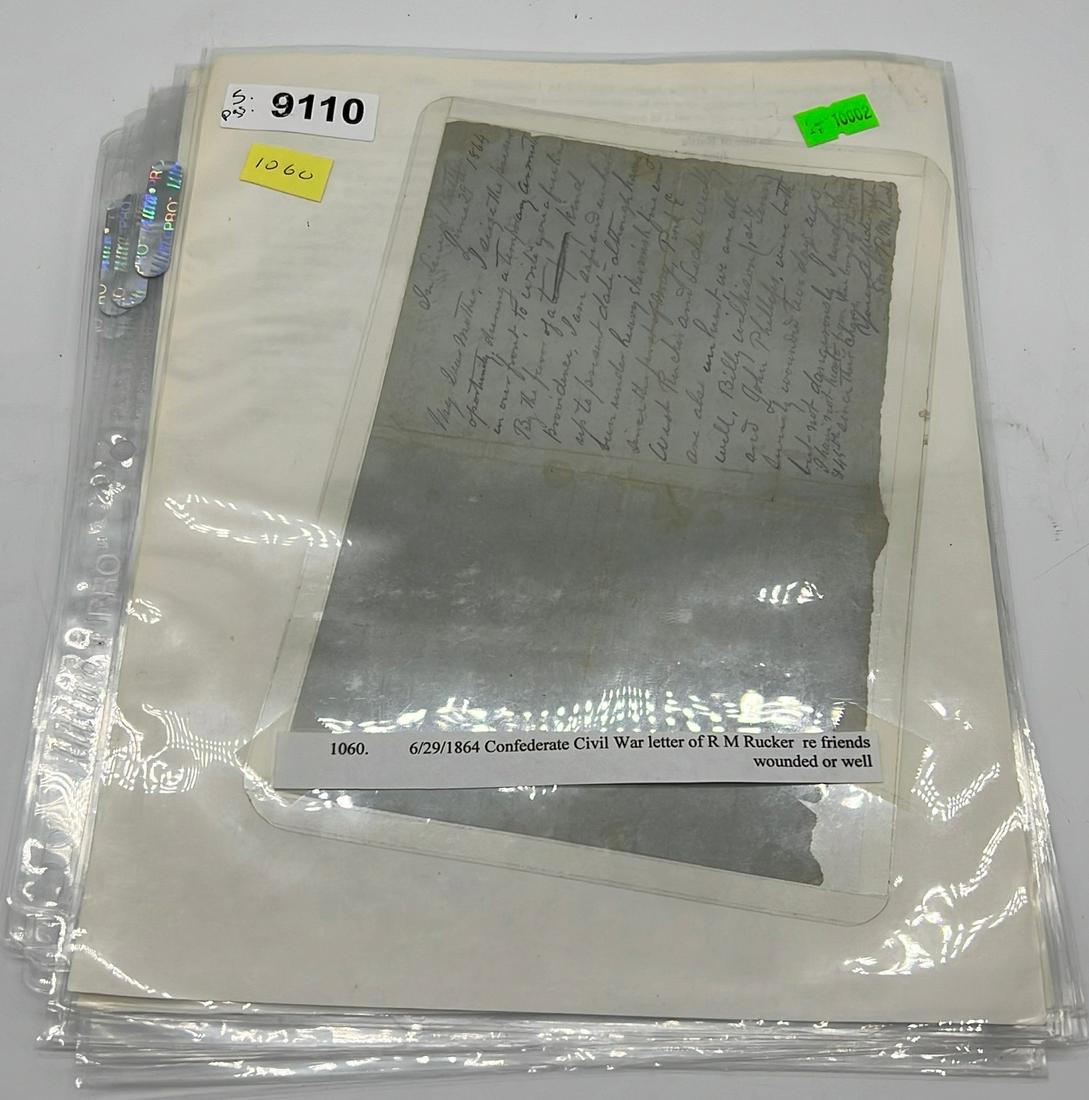 (5) 1864 Confederate Civil War Letters of RM Rucker (1 of 6)