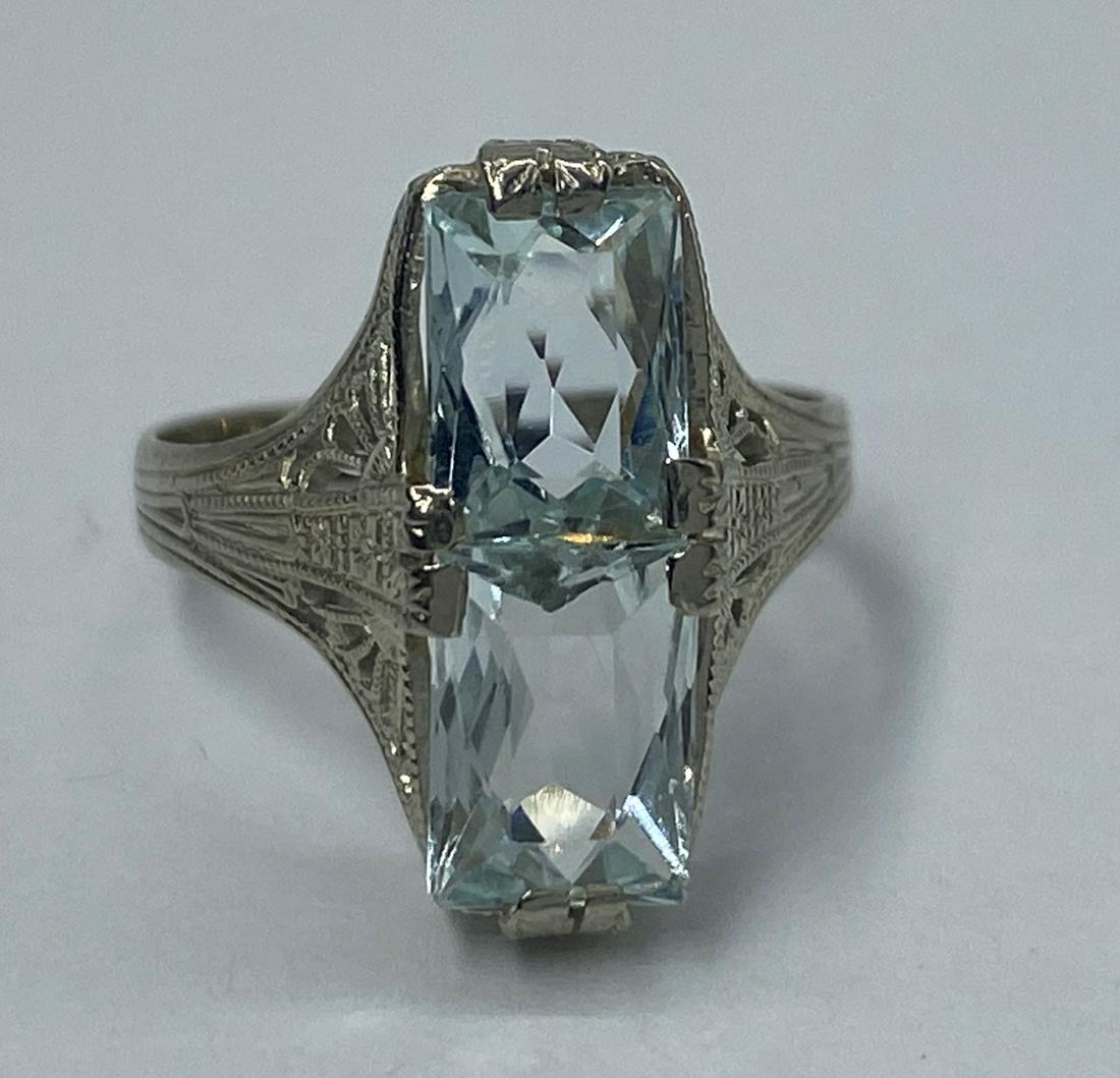 14kt Gold Aquamarine Filigree Ring 1.9g (1 of 4)