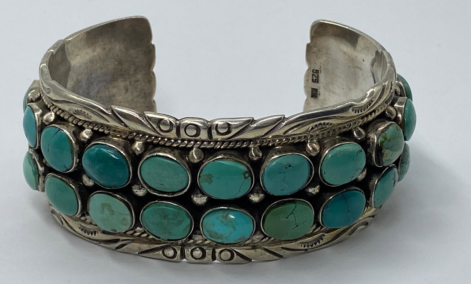 Sterling Silver Turquoise Cuff Bracelet 2.9 ozt. (1 of 4)