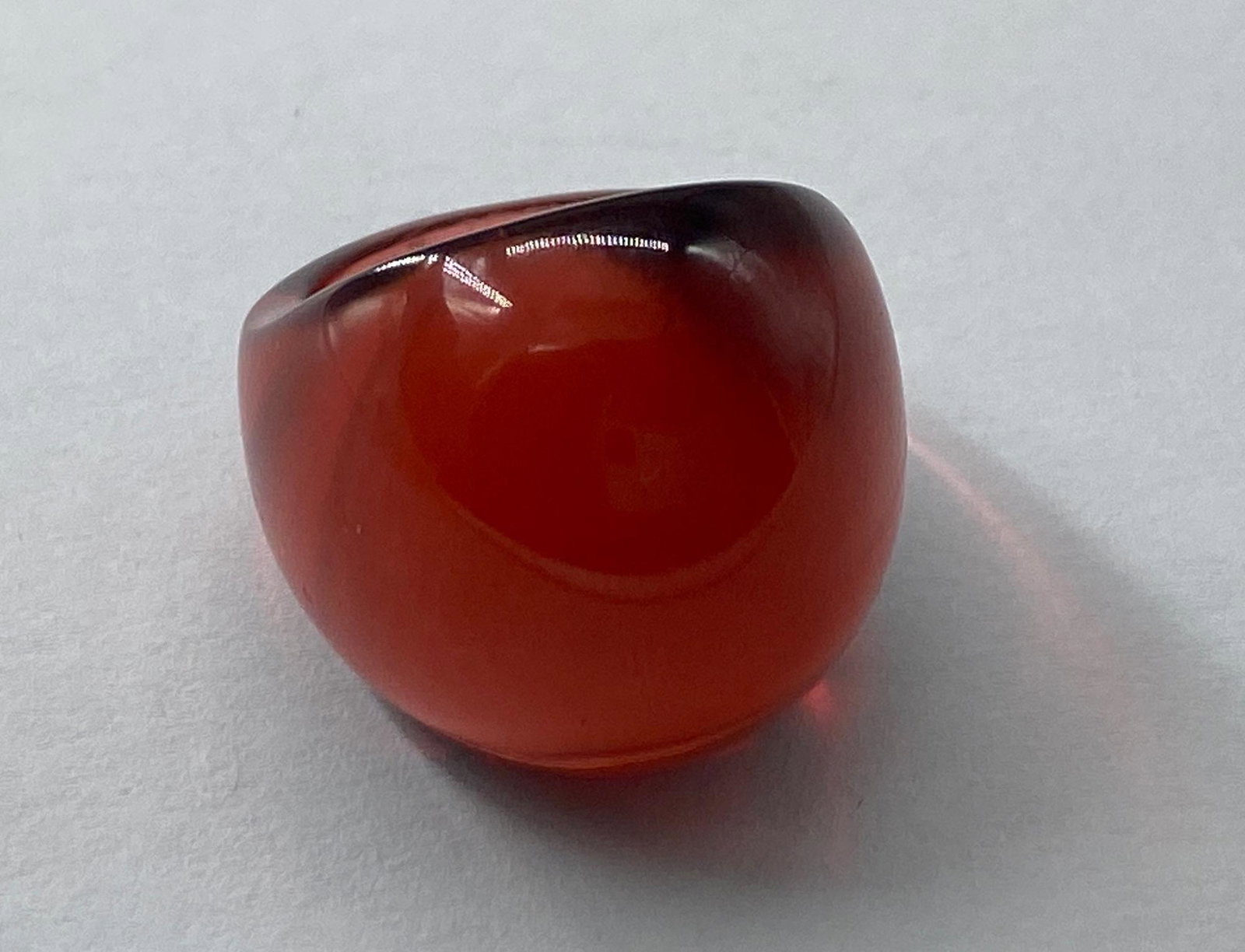 Lalique Cabochon Red Crystal Ring Size 6 1/4 (signed) (1 of 4)