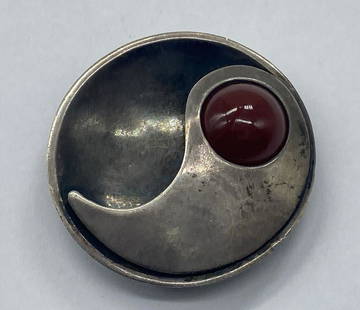 Art Smith Sterling Silver MCM Agate Pin 0.7 ozt.: 118