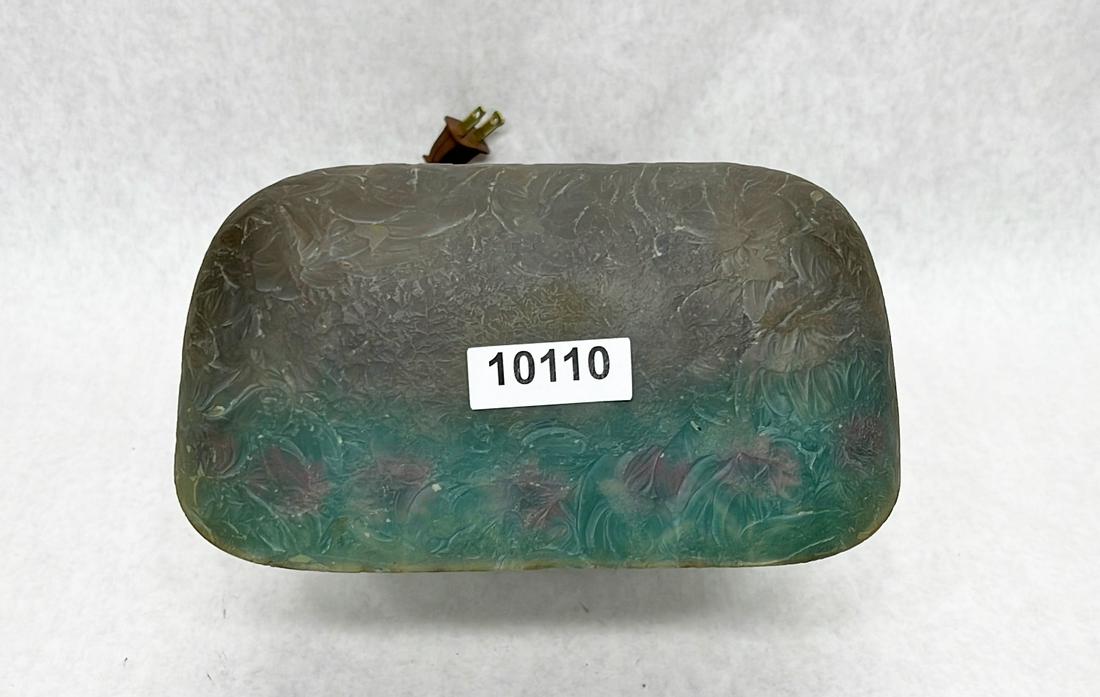 Adjustable bankers lamp w/ reverse painted chipped ice shade (1 of 8)