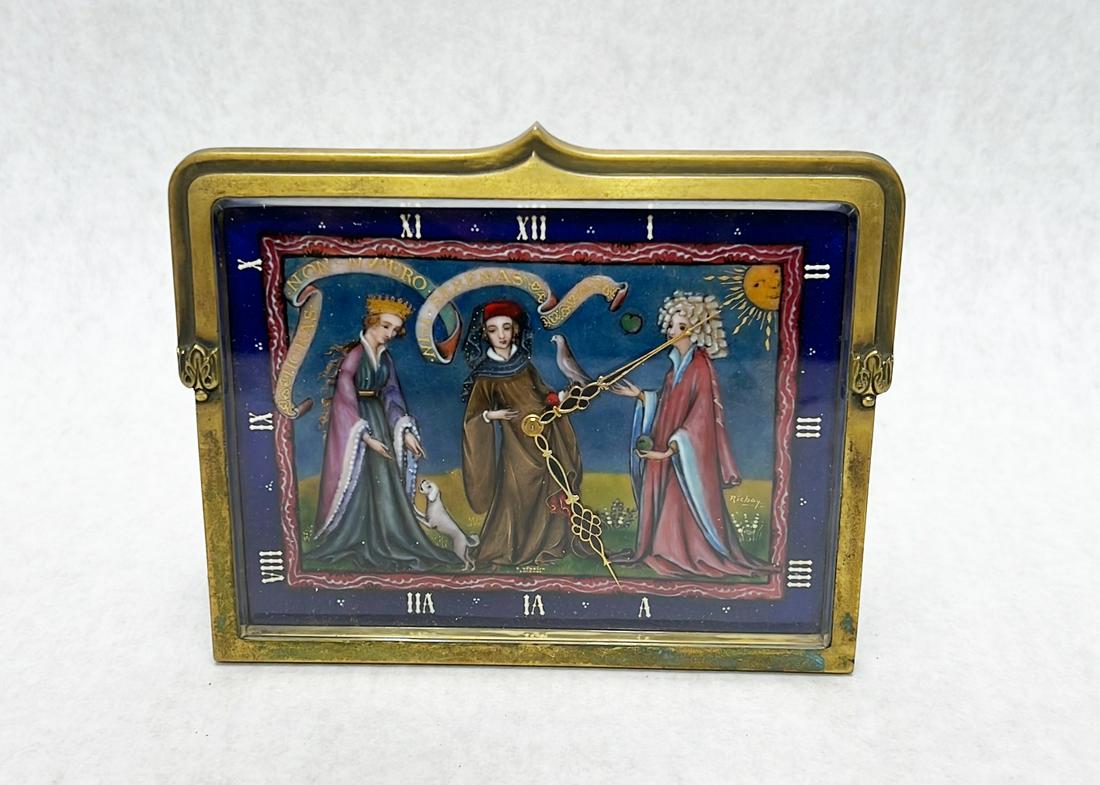 Gubelin Lucerne enamel & bronze 8 day clock (1 of 7)