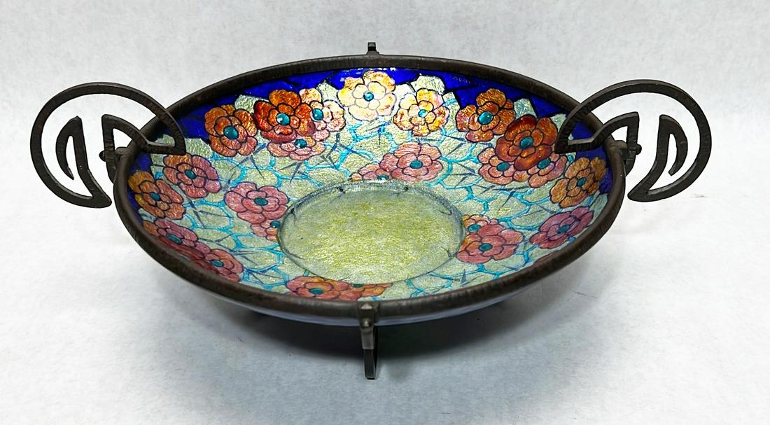 Camille Faure Limoges enamel & wrought iron centerbowl (1 of 7)