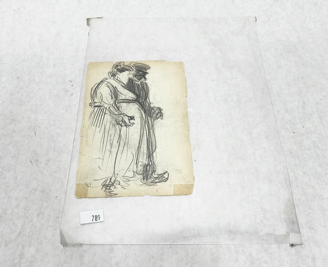 George Luks double sided charcoal sketch (1 of 5)