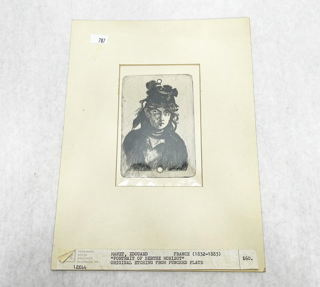 Portrait of Berthe Morisot etching after Edouard Manet (1 of 5)