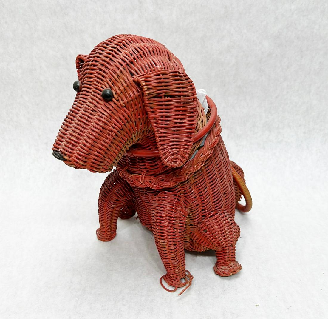 Figural Wicker Seated Dog Purse (1 of 10)