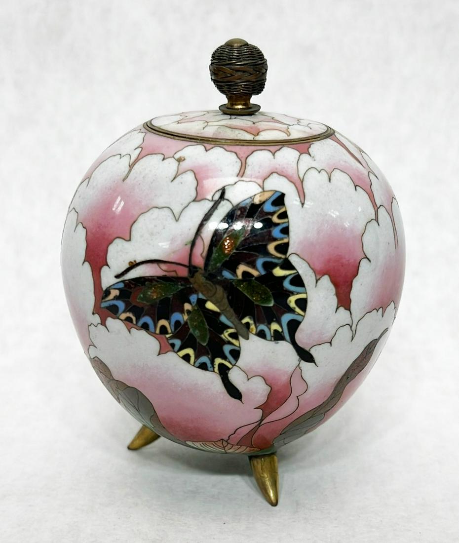 Japanese Meiji Period Cloisonne Footed Jar With Butterflies (1 of 7)