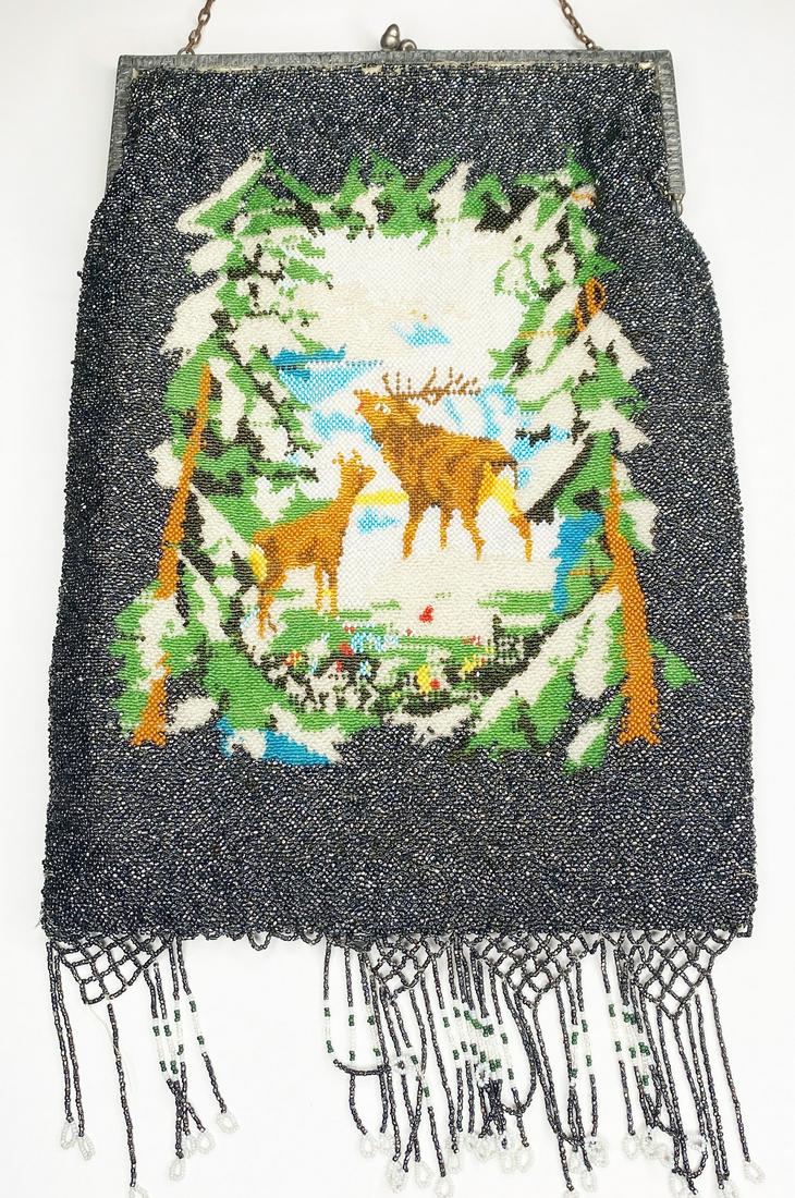 Large Micro Beaded Purse with Stag in Winter Scene (1 of 18)