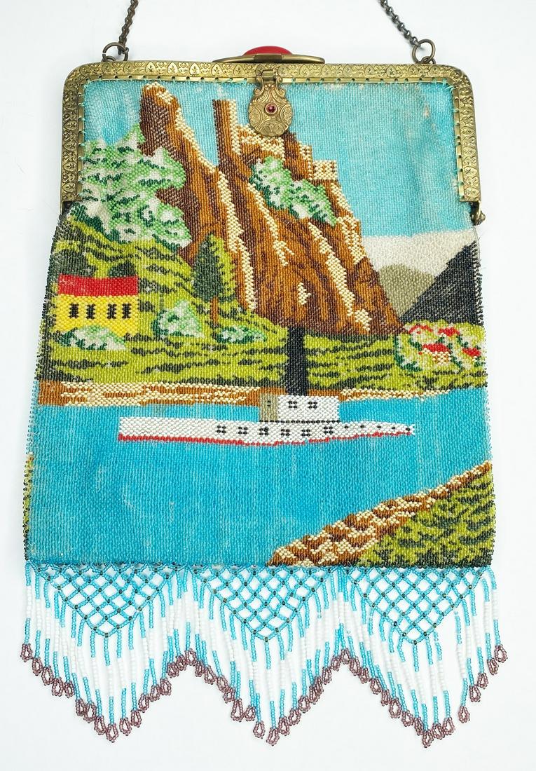 Micro Beaded Purse with Rocky coastal Ship Scene (1 of 18)