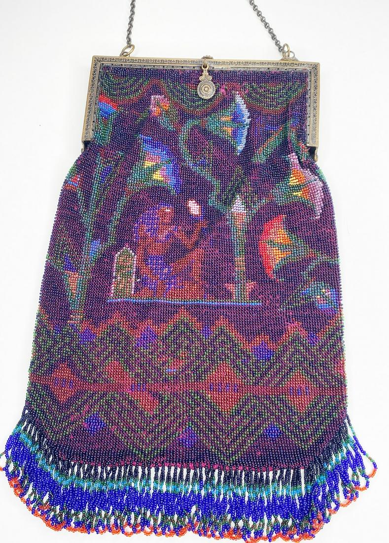 Micro Beaded Egyptian Revival Handbag with Bronze Frame (1 of 14)
