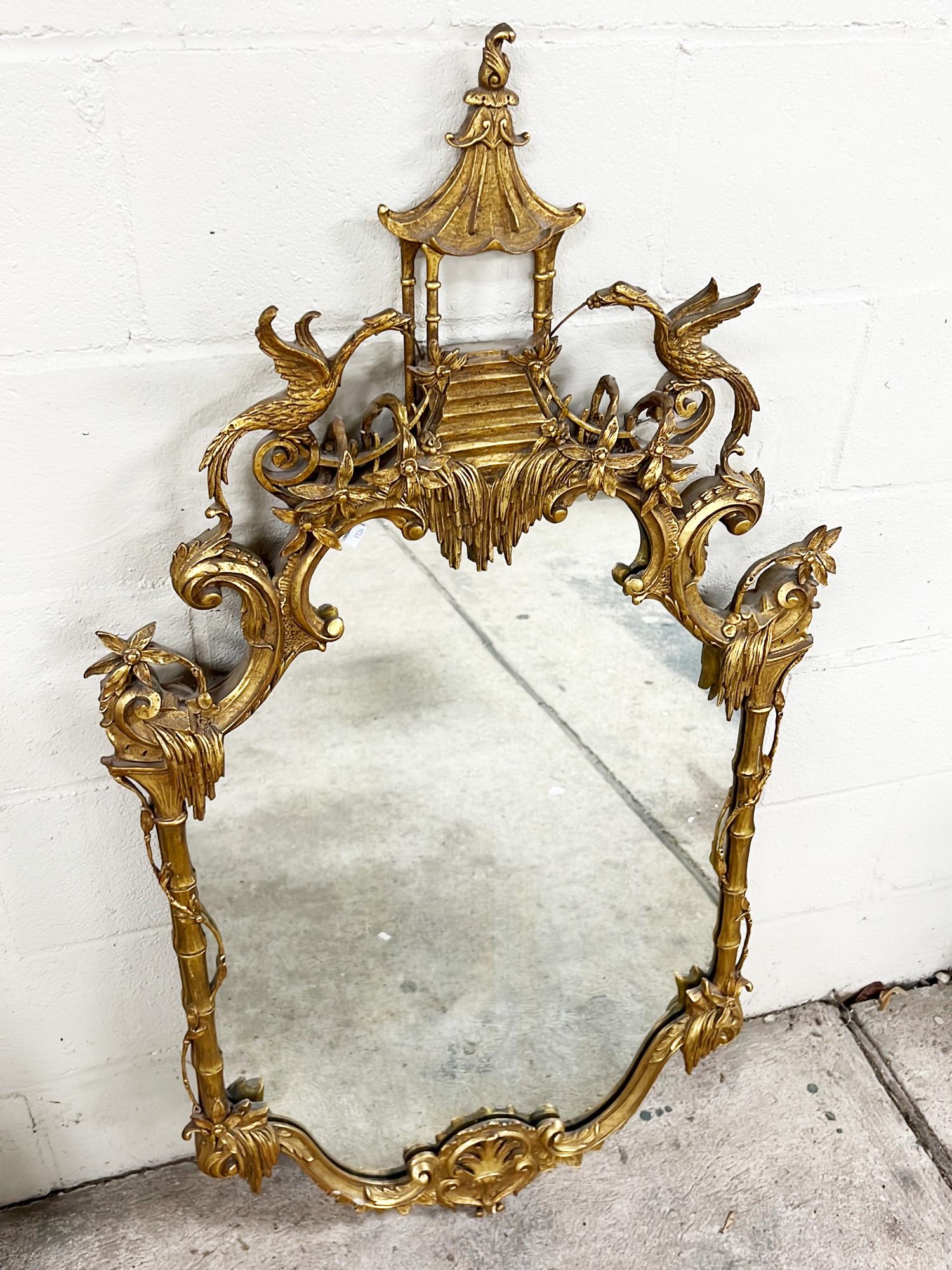 Carved Giltwood Chinoiserie Framed Mirror (1 of 6)