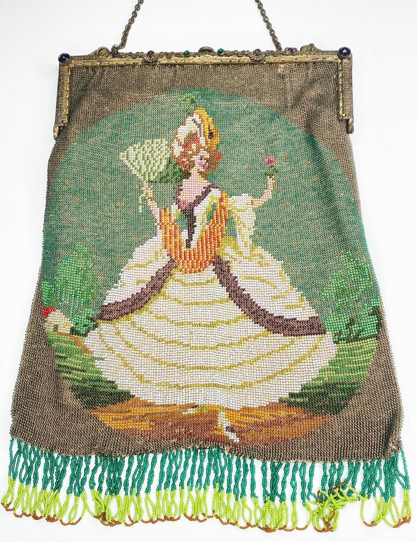 Micro Beaded Evening Bag with Victorian Woman and Jeweled Frame (1 of 15)