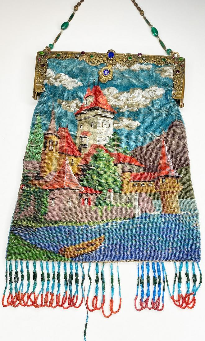 Micro Beaded Purse with Jeweled Frame and Canal/Castle Scene (1 of 16)
