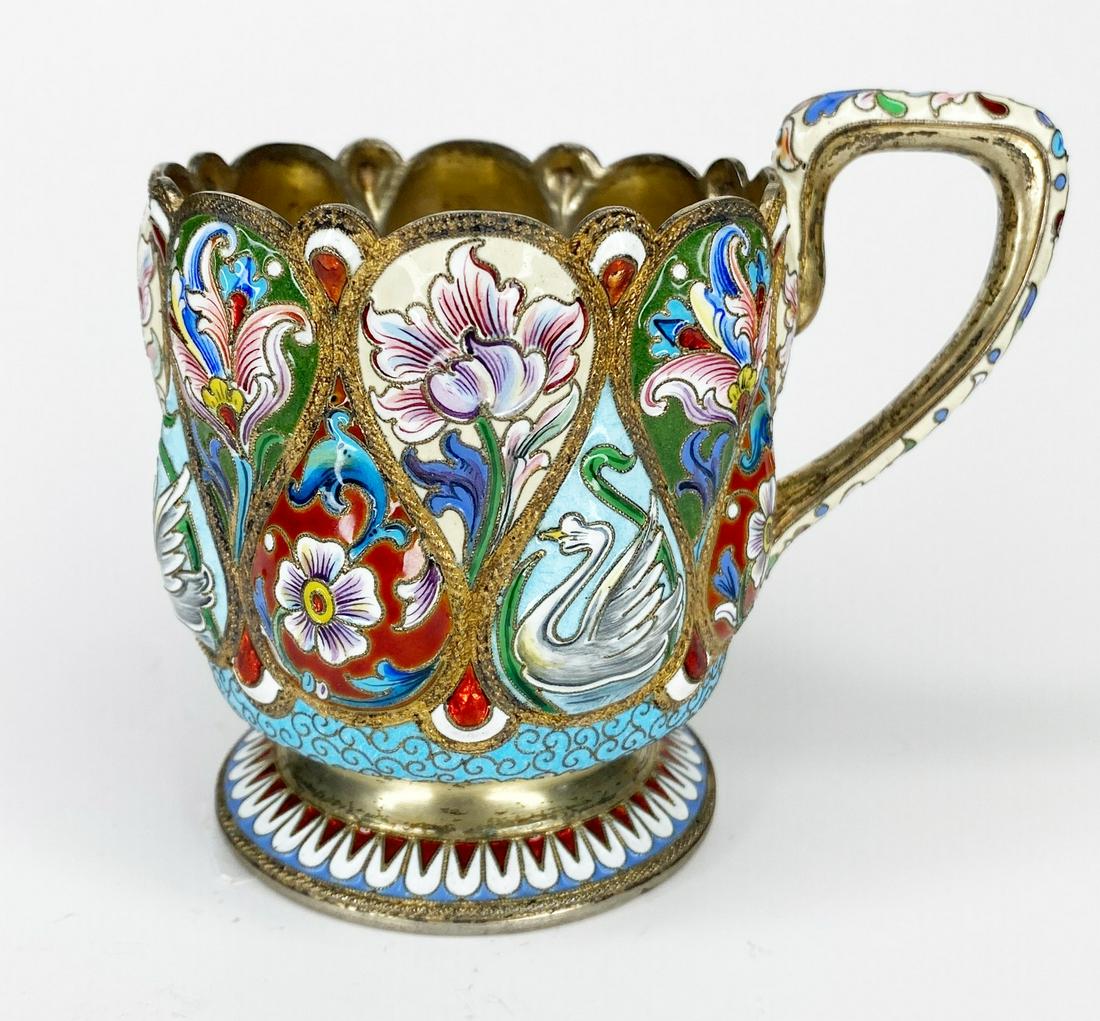 Russian Silver-Gilt and Enamel Tea Glass Holder (1 of 15)