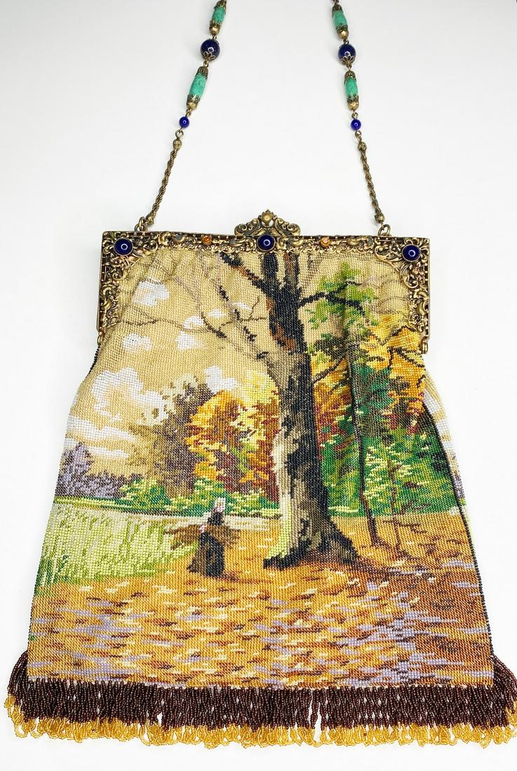 Micro Beaded Handbag with Monk In Woods and Jeweled Frame (1 of 18)