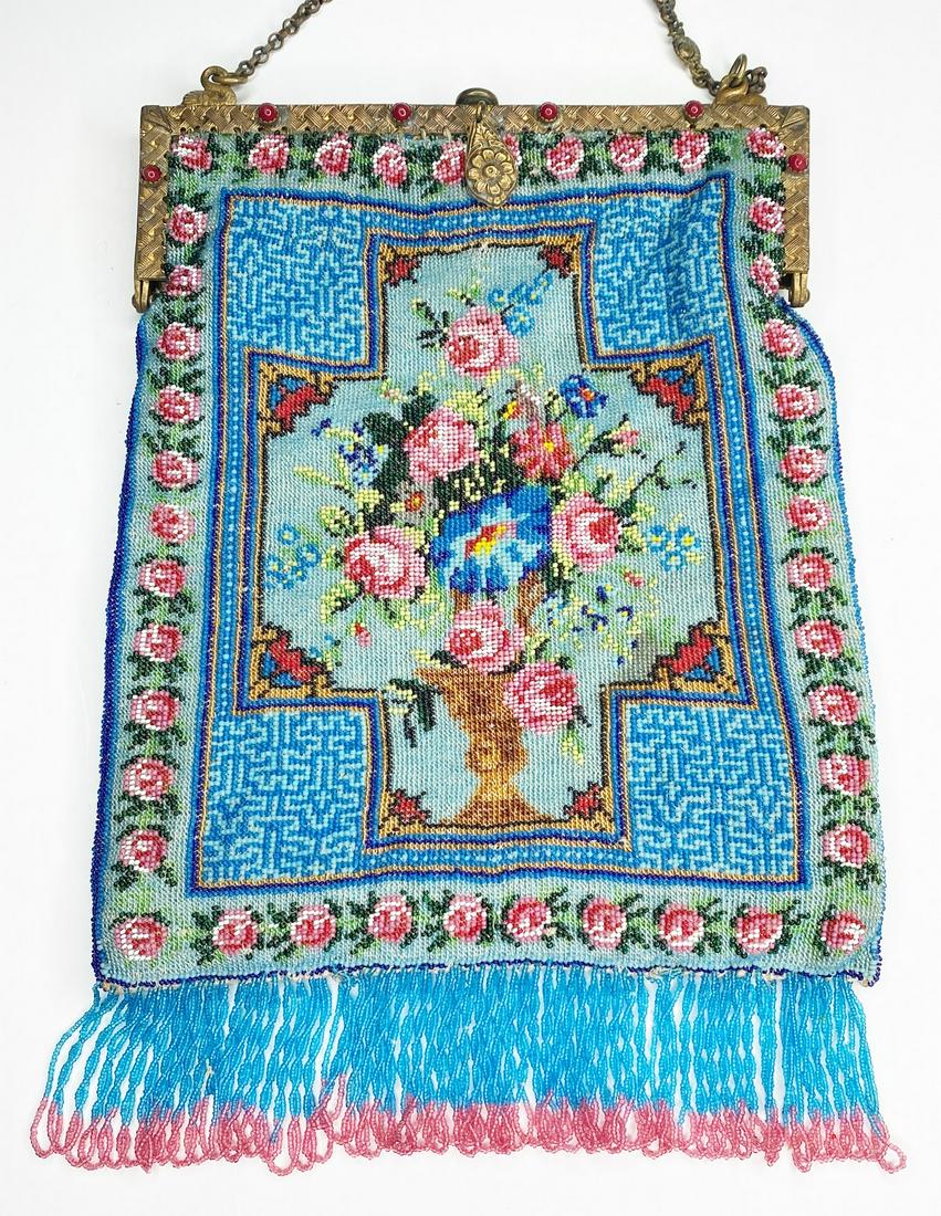 Micro Beaded  Handbag with Floral Carpet Scene (1 of 17)