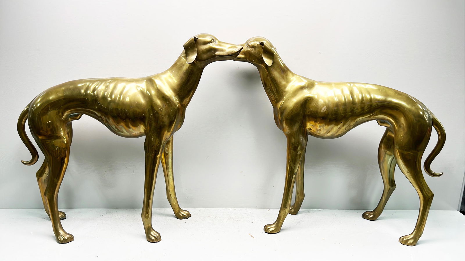 Large Pair Brass Hollywood Regency Greyhound Figures (1 of 18)