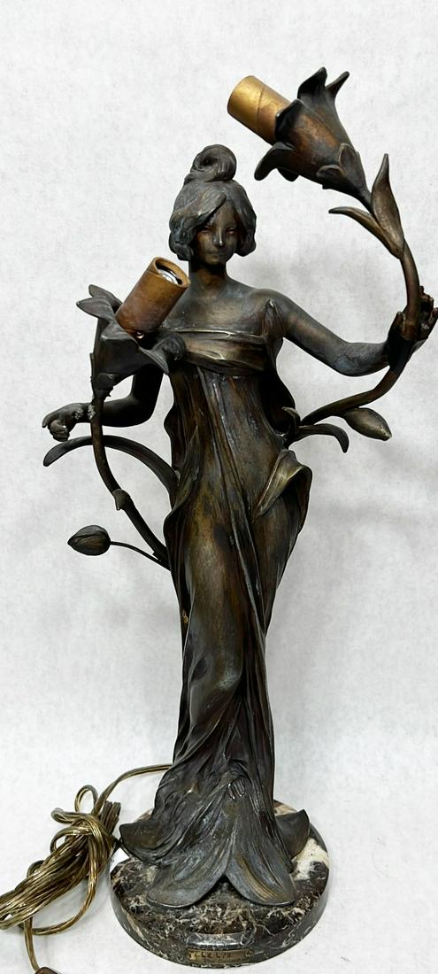 After Julien Causse Figural Art Nouveau Table Lamp (1 of 10)