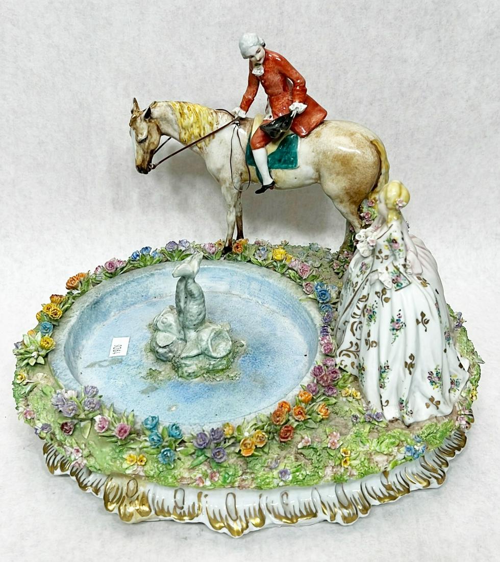 Luigi Fabris Capodimonte Table Fountain Group: 10" tall, 13" at widest.