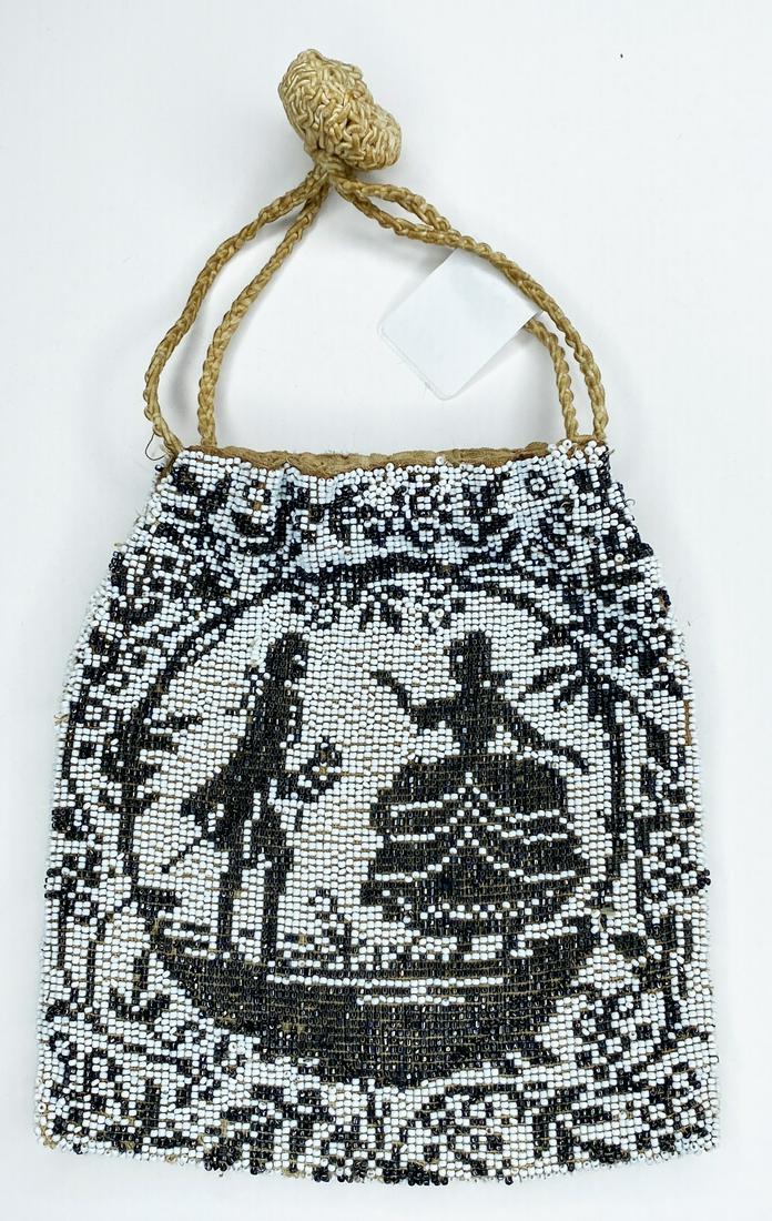 Art Deco Micro Beaded Courting Couple Hand Bag (1 of 14)