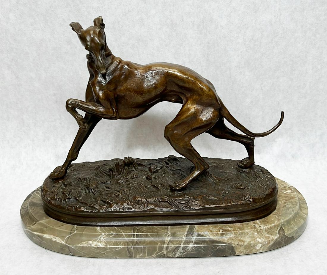 Bronze whippet dog sculpture after Pierre Jules Mene (1 of 7)