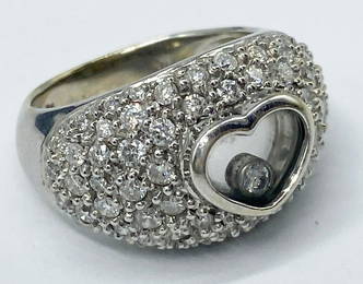 18kt Gold Floating Diamond Heart Ring 9.1g Size 7