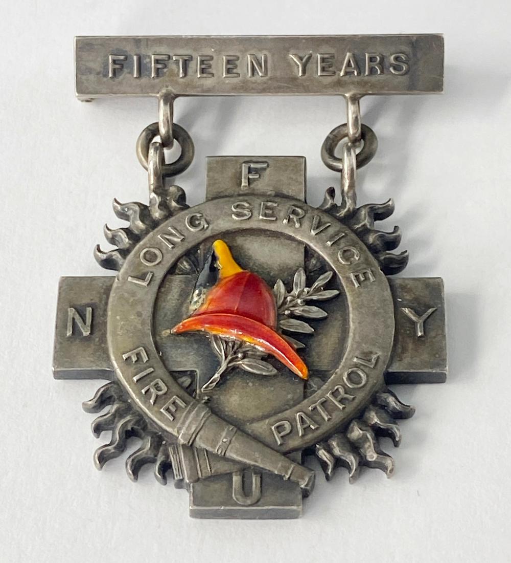 Tiffany & Co. Sterling Silver Enameled Fire Patrol Medal w/box (1 of 6)