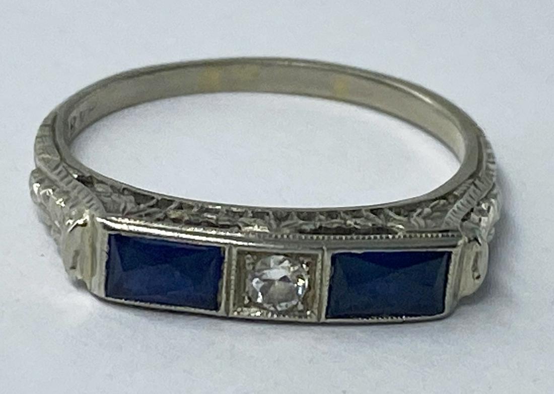 18kt Gold Antique Diamond & Sapphire Ring 3.3g (1 of 4)