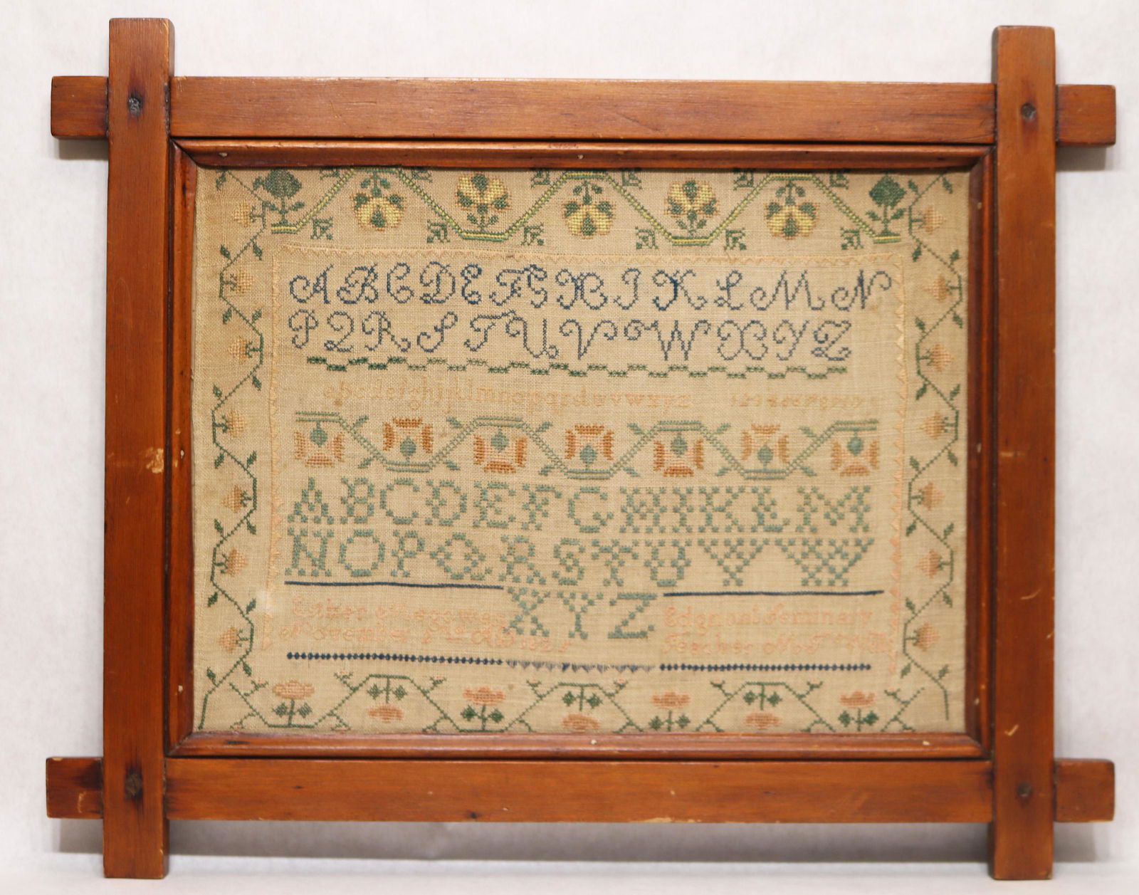Edgmont Seminary, Del. Co., Pennsylvania needlework sampler (1 of 8)
