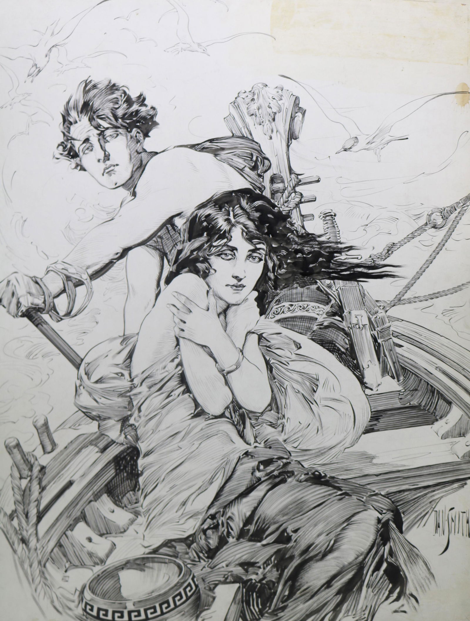 Dan Smith (NY 1865-1934) Helen of Troy pen and ink illustration (1 of 8)