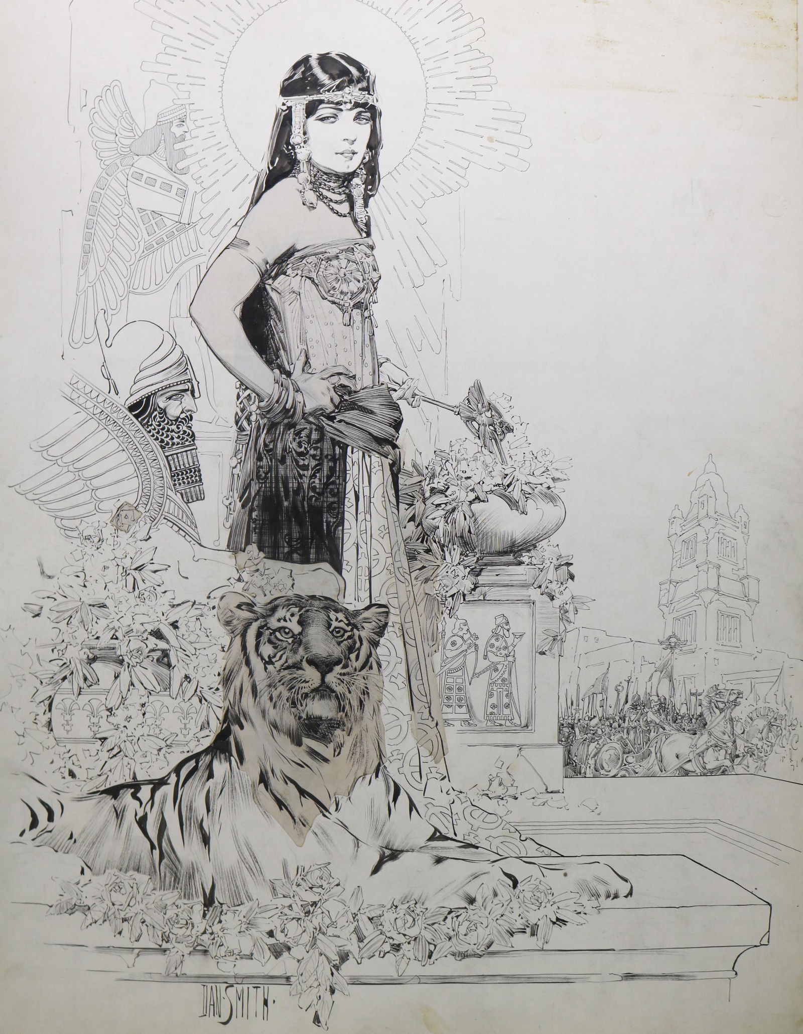 Dan Smith (NY 1865-1934) Zenobia pen and ink illustration (1 of 13)
