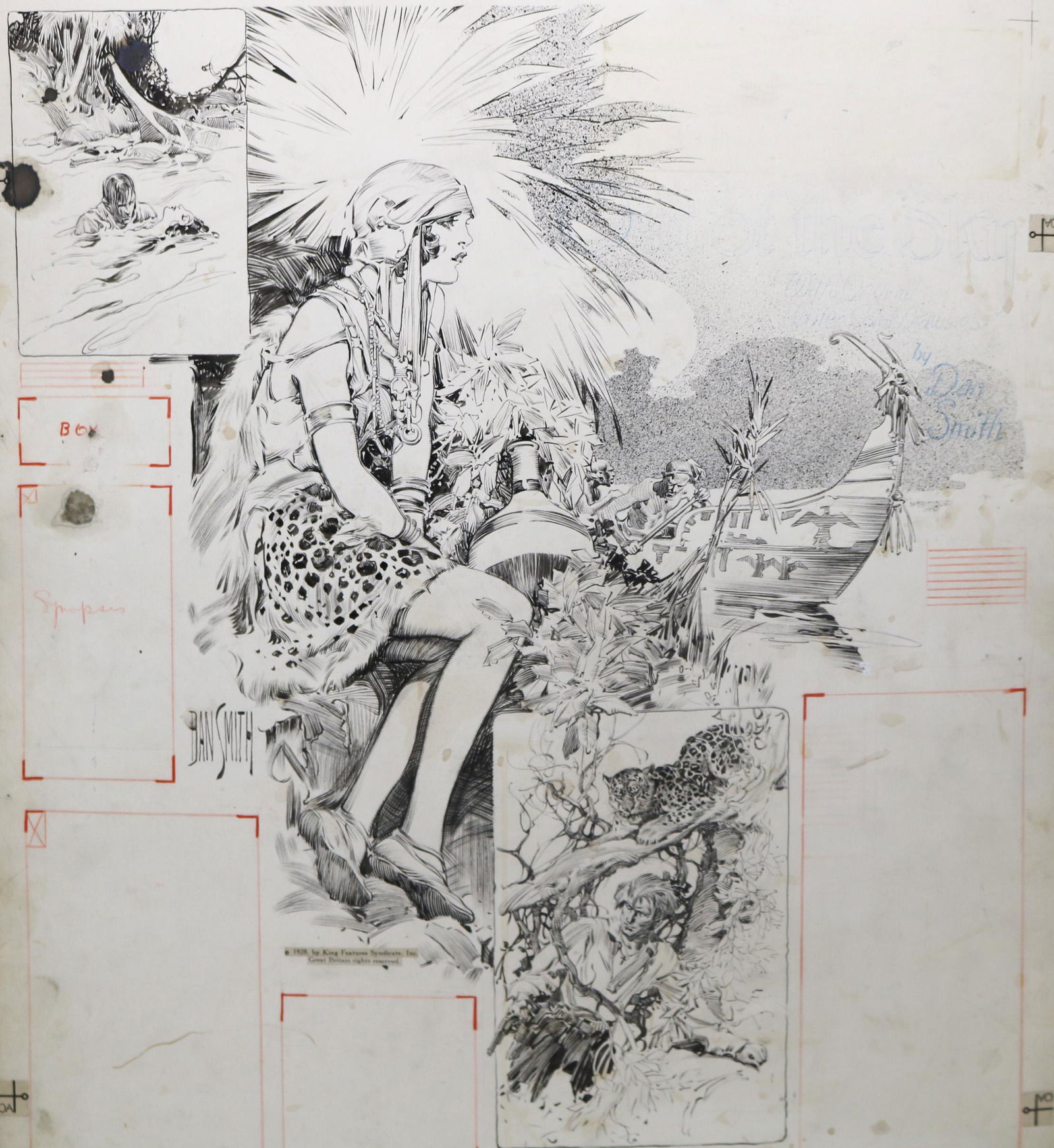 Dan Smith (NY 1865-1934) Out of the Sky pen and ink illustration (1 of 10)